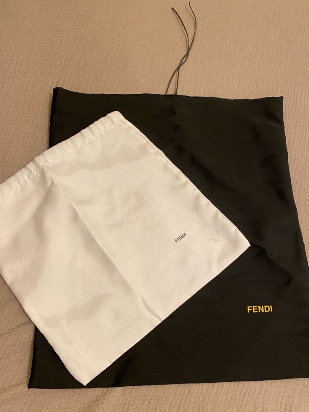 Fendi Black and White Logo Drawstring Dust Bags